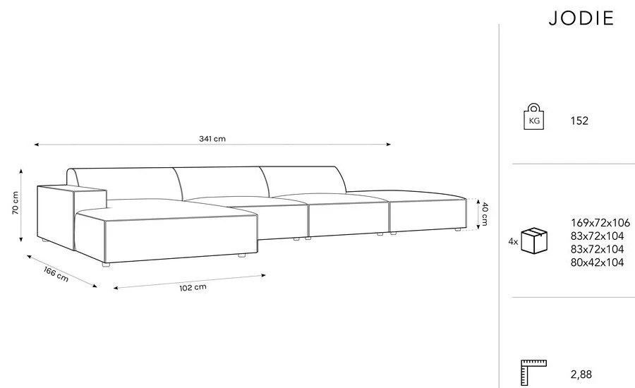 Bézs buklé szövet sarokkanapé (bal oldali) Jodie – Micadoni Home