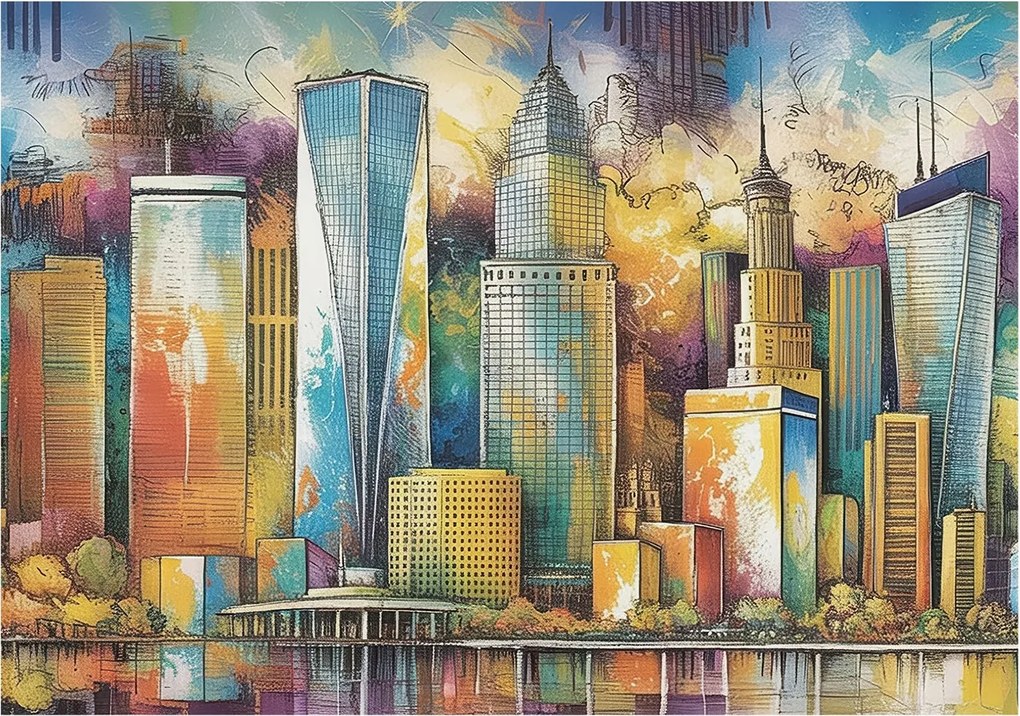 Fali fotótapéta előszoba konyhába Városi panoráma 208x146 Ragasztó