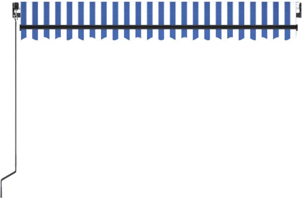 Kék és fehér kézzel kihúzható napellenző 400 x 350 cm