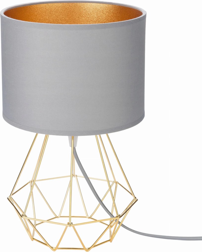 Éjjeli lámpa arany keret szürke lámpabúra Oro