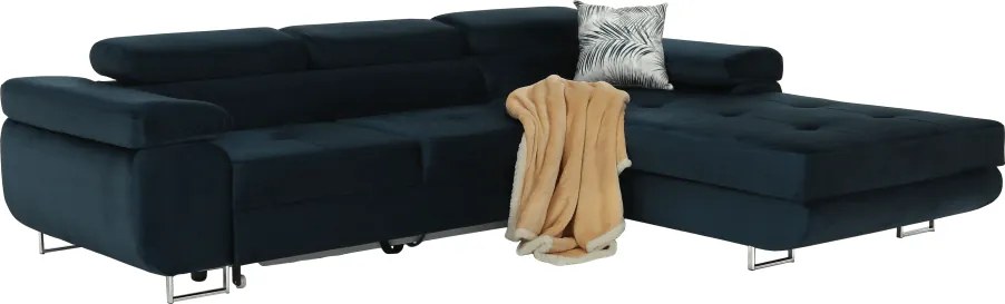 Sarokülőgarnitúra, kék, jobbos kivitel, AMARETA