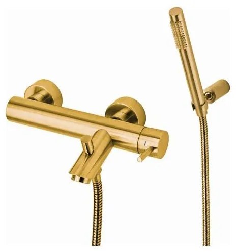 Paffoni - LIGHT fürdőkád-szett csapteleppel, szálcsiszolt arany