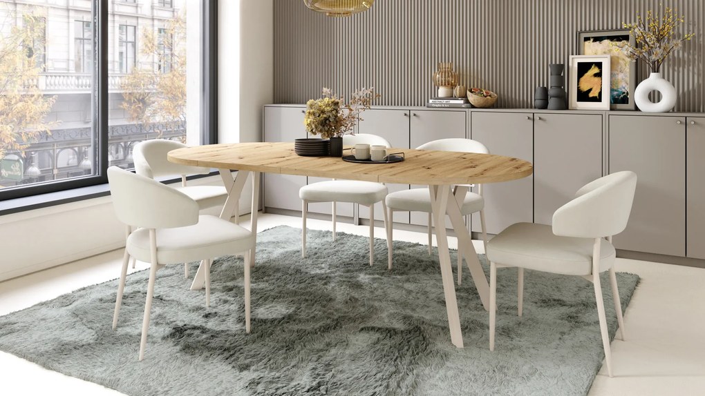 MAZZONI EXPORT IRIS Homokbézs (Victoria A80 szövet)/bézs váz - MODERN KÁRPITOZOTT SZÉK BOHO STÍLUSÚ NAPPALIBA/ÉTKEZŐBE