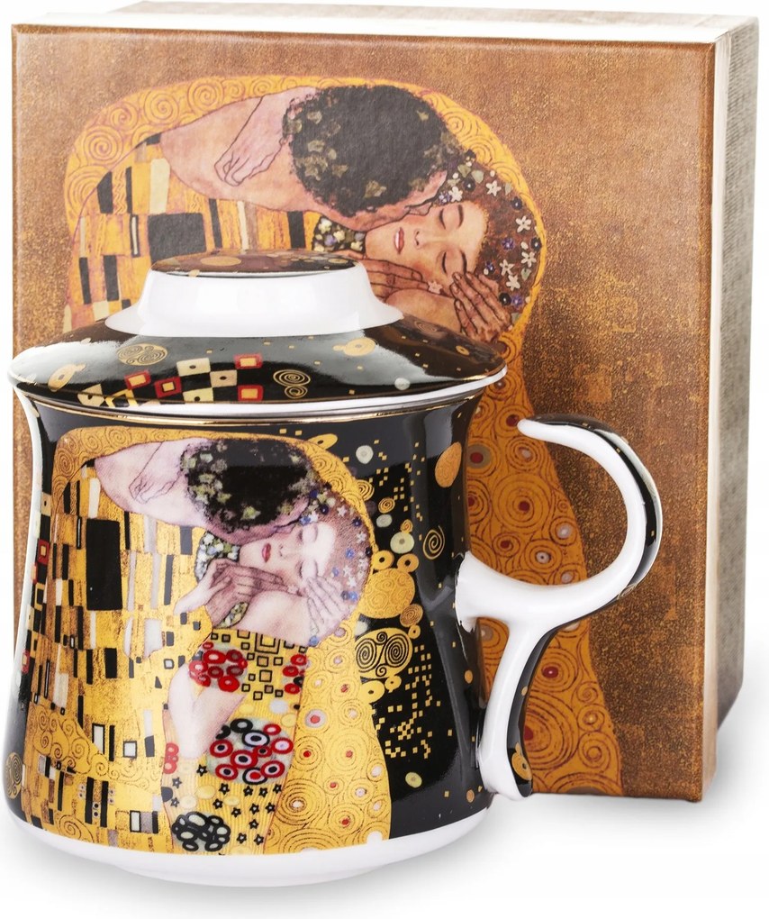 Porcelán teásbögre fedéllel Klimt 300 ml