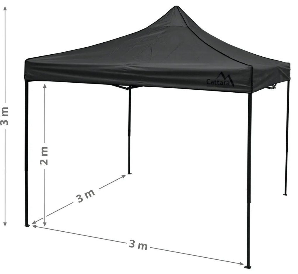 Cattara 13342 Party sátor ollós Waterproof, szürke, 3 x 3 m