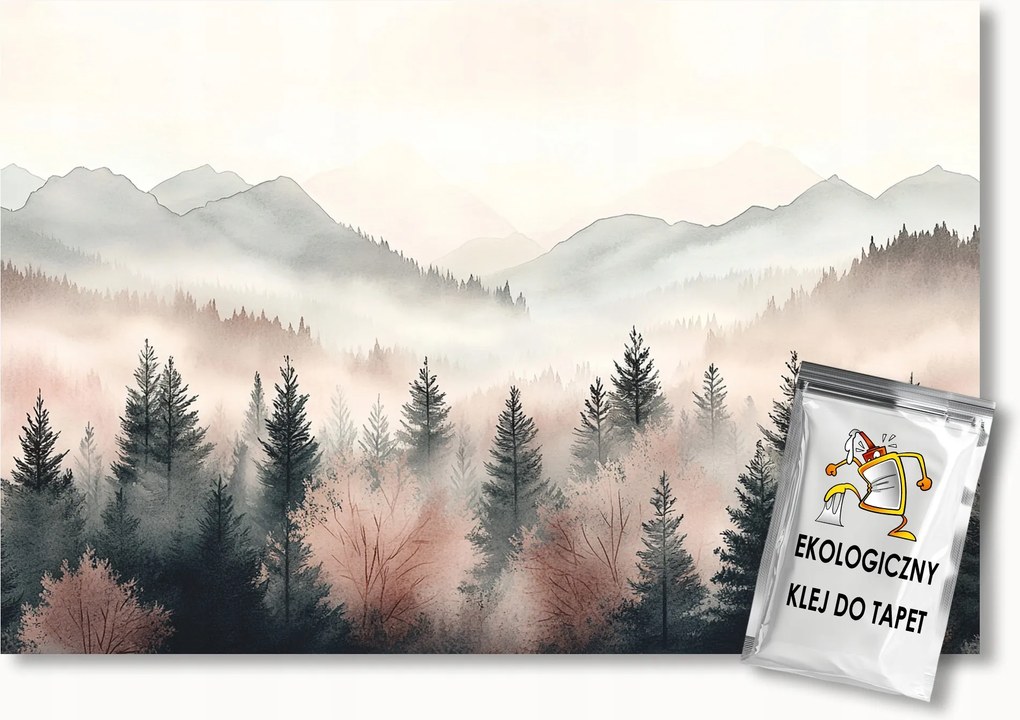 Fotótapéta Flizelina Tájkép Kilátás Hajnal Hegyek Erdő Fák Köd 368x254 ragasztó