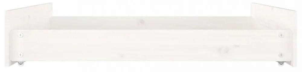 2 db fehér tömör fenyőfa ágyneműtartó fiók