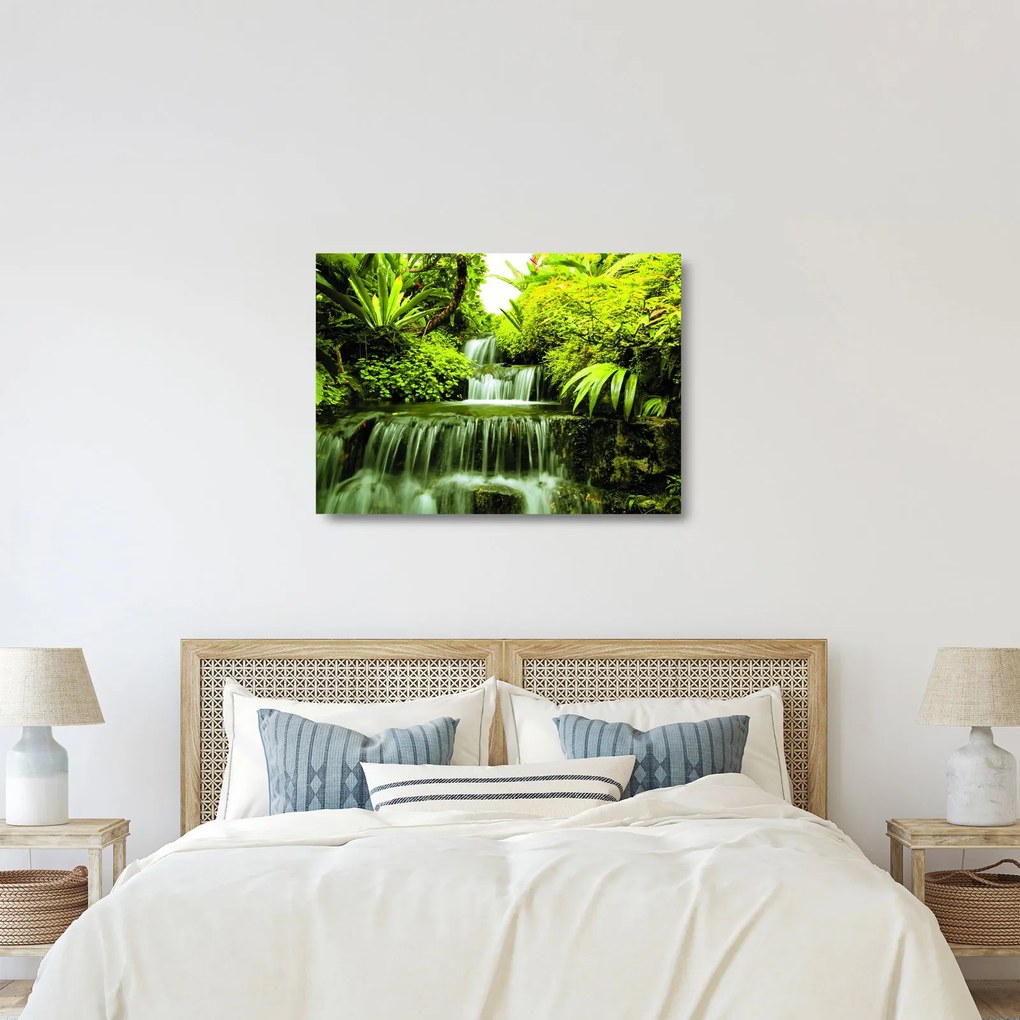 Üveg kép - Indonéziai vízesések (70x50 cm)