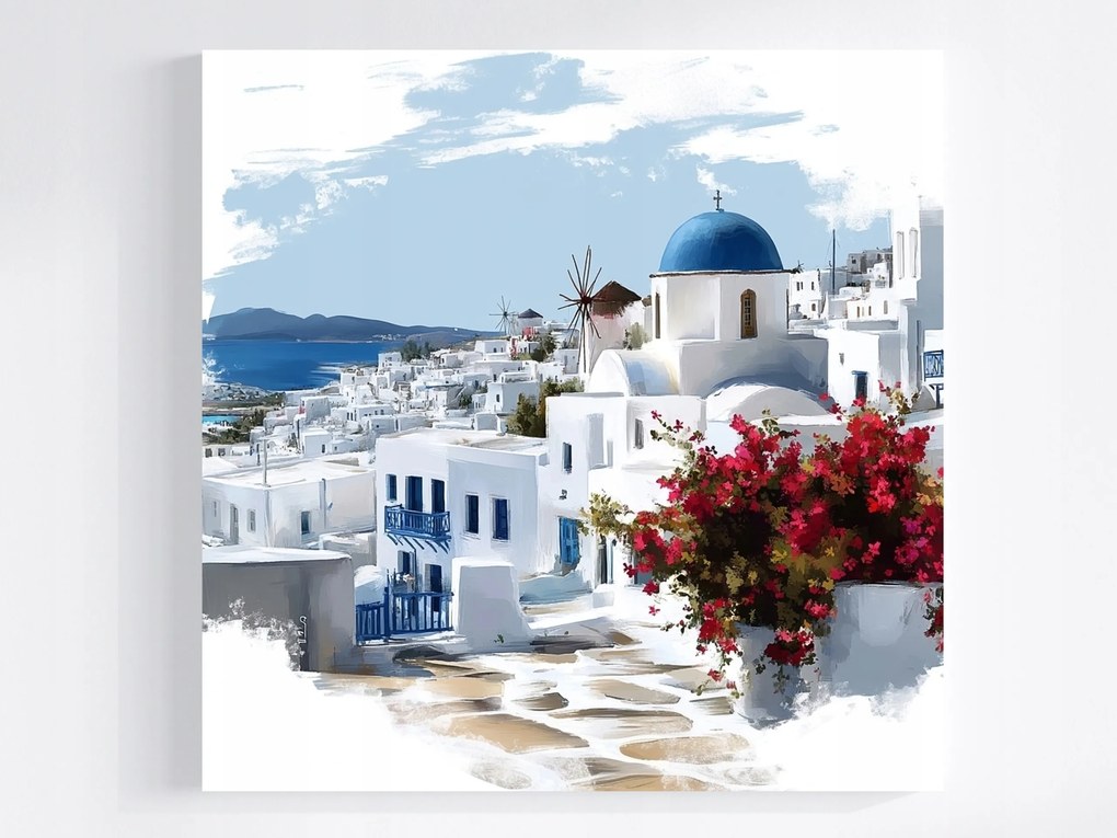 Vászonkép Canvas Tájkép Görögország Mykonos Város Sziget Nyár 40x40