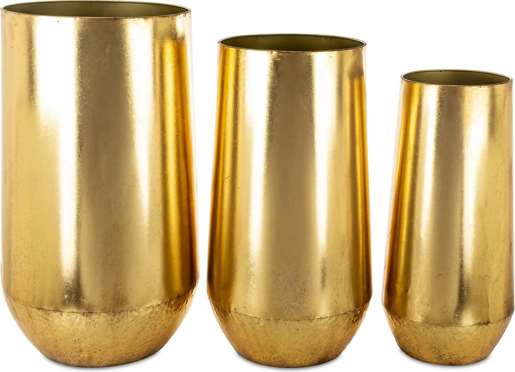 Fém kaspóvédő arany minimalizmus fényes kpl.3db-os váza szett