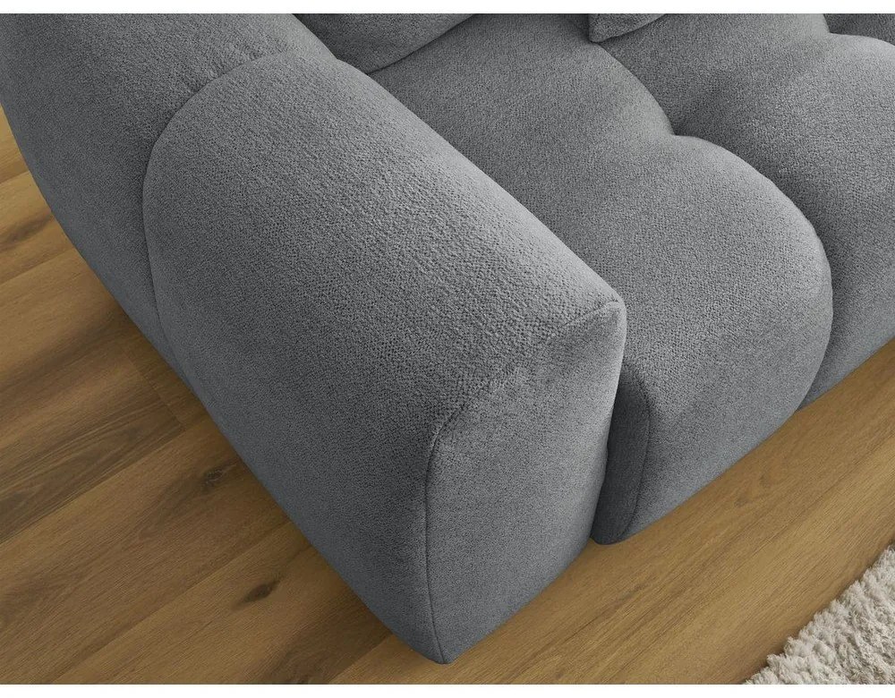 Szürke zsenília kinyitható-tárolóhelyes sarokkanapé (jobb oldali-heverő résszel) Roxelane – Bobochic Paris