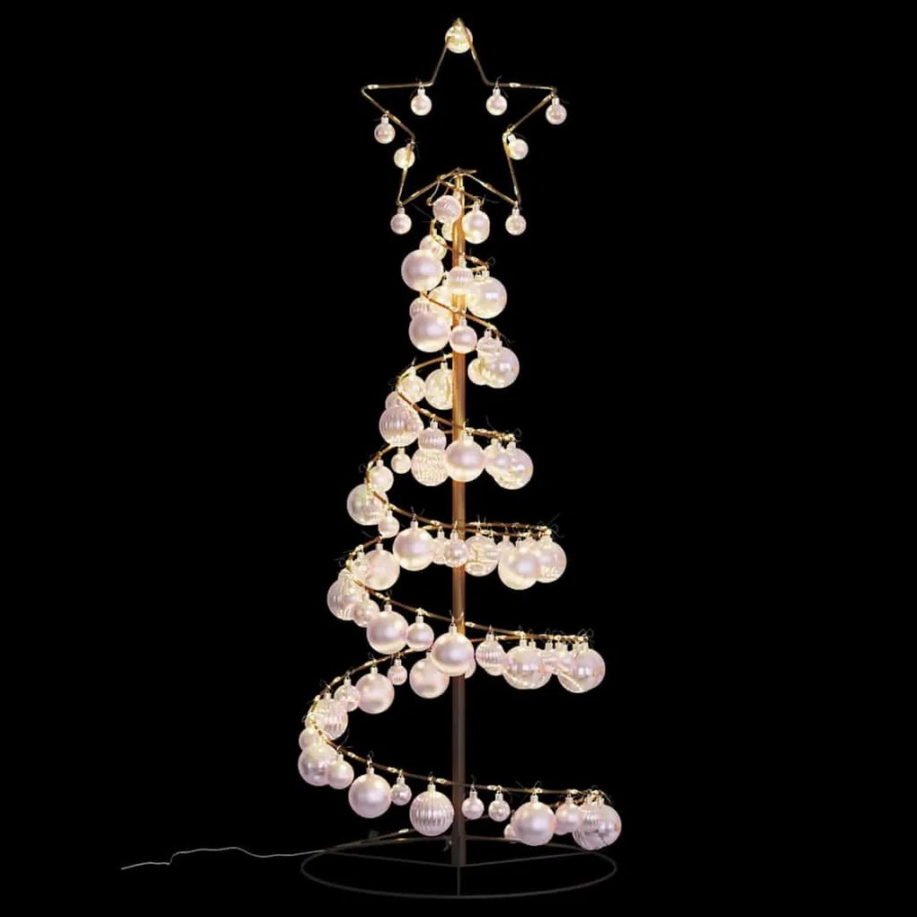 meleg fehér LED karácsonyfa gömbökkel 80 LED 120 cm