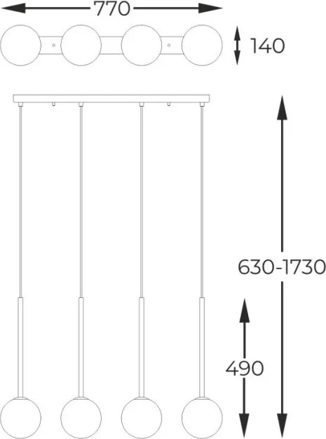 ZUMA LINE P0574-04D-SDFZ ARCTURUS Többágú Függesztett Lámpa Fekete, Arany G9 IP20