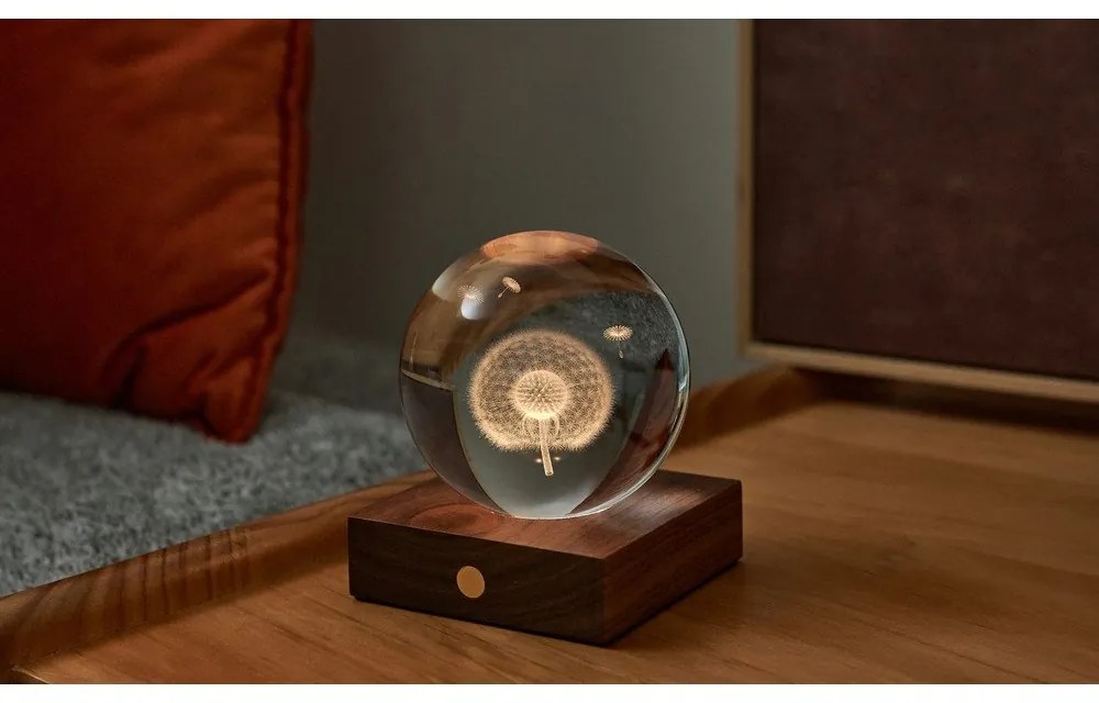 Sötétbarna szabályozható asztali lámpa üveg búrával (magasság 12 cm) Amber – Gingko