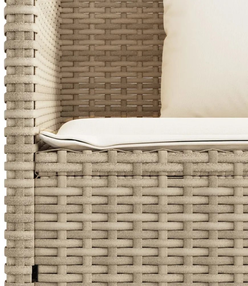 bézs polyrattan kerti pad párnákkal