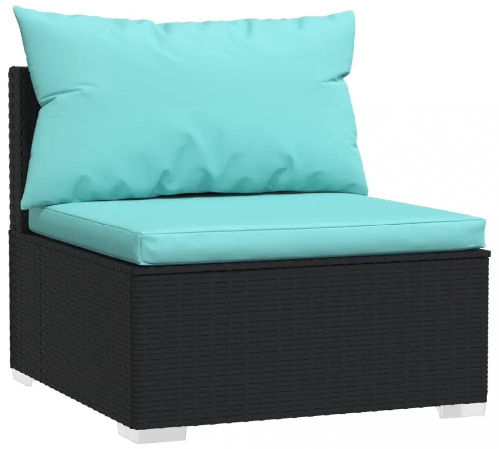 vidaXL 7 részes fekete polyrattan kerti ülőgarnitúra párnákkal