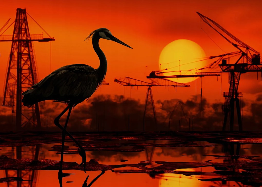 Poszter 35x25cm Alkonyat Ipari Daru