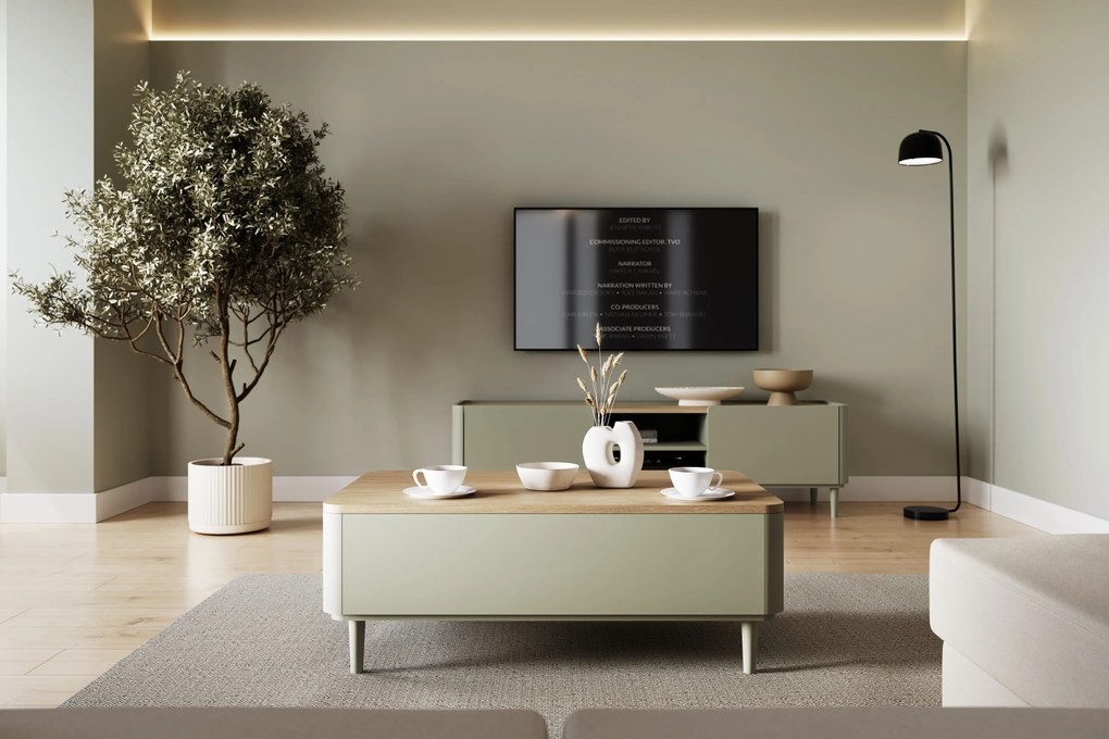 Amilio dohányzóasztal 100 cm fiókos - eukaliptusz / baltic dune tölgy