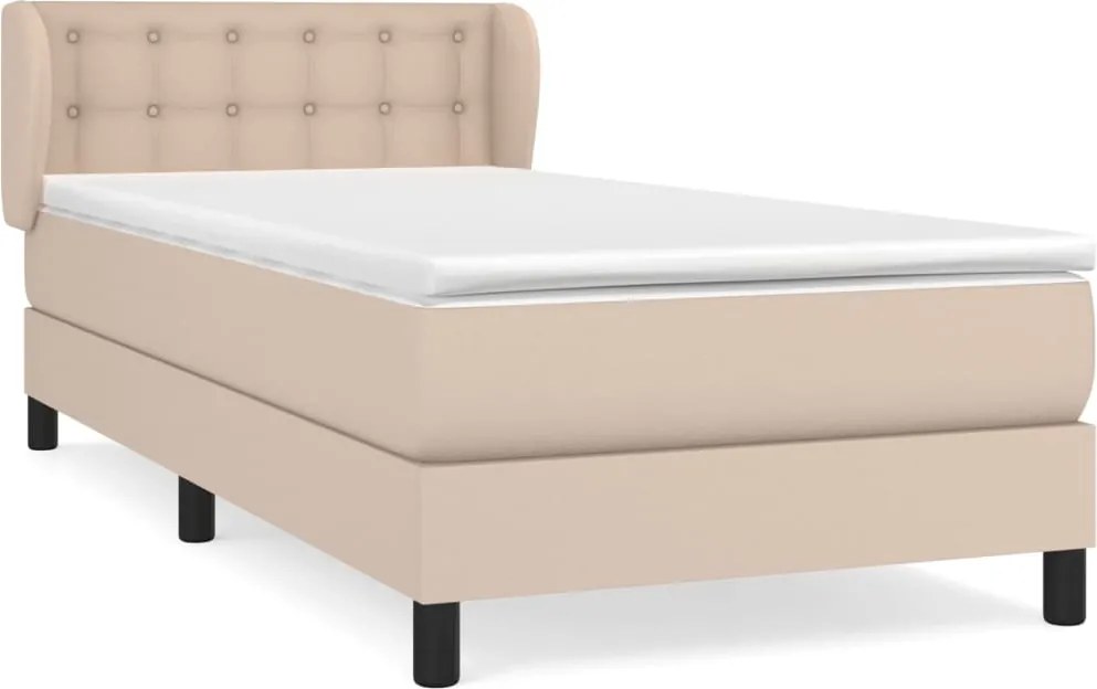 vidaXL cappuccino színű műbőr rugós ágy matraccal 90 x 200 cm
