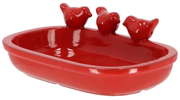 Kerámia madáritató és etető tál, 29 cm, piros