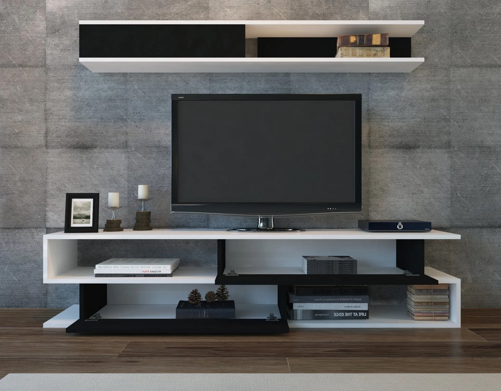 TV szekrény Sims - Black, White