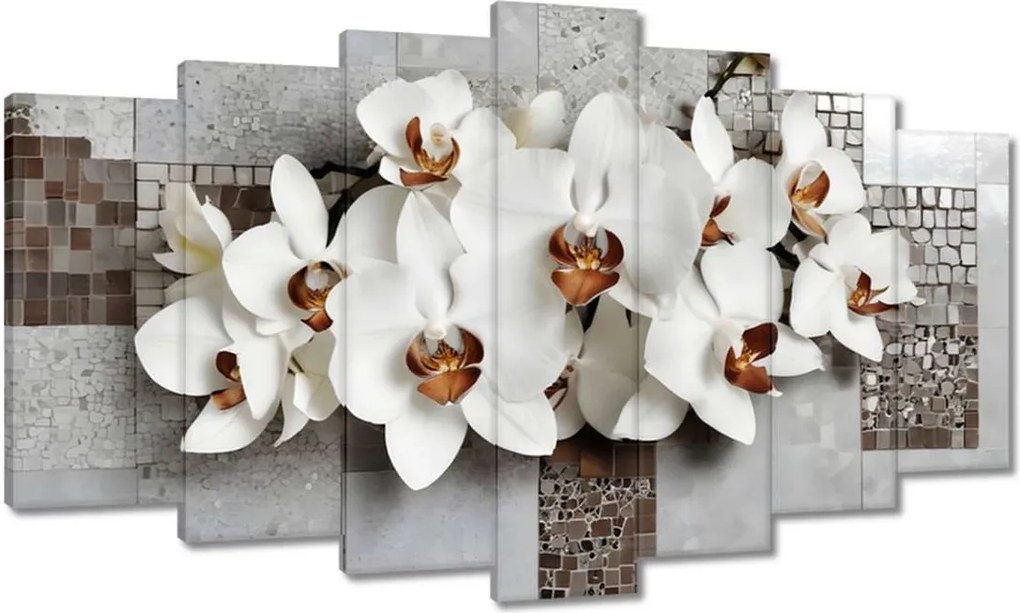 Festmények 140x80 Fehér orchideák és mozaik