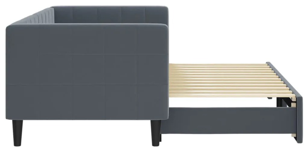 sötétszürke kihúzható bársony heverő 80 x 200 cm