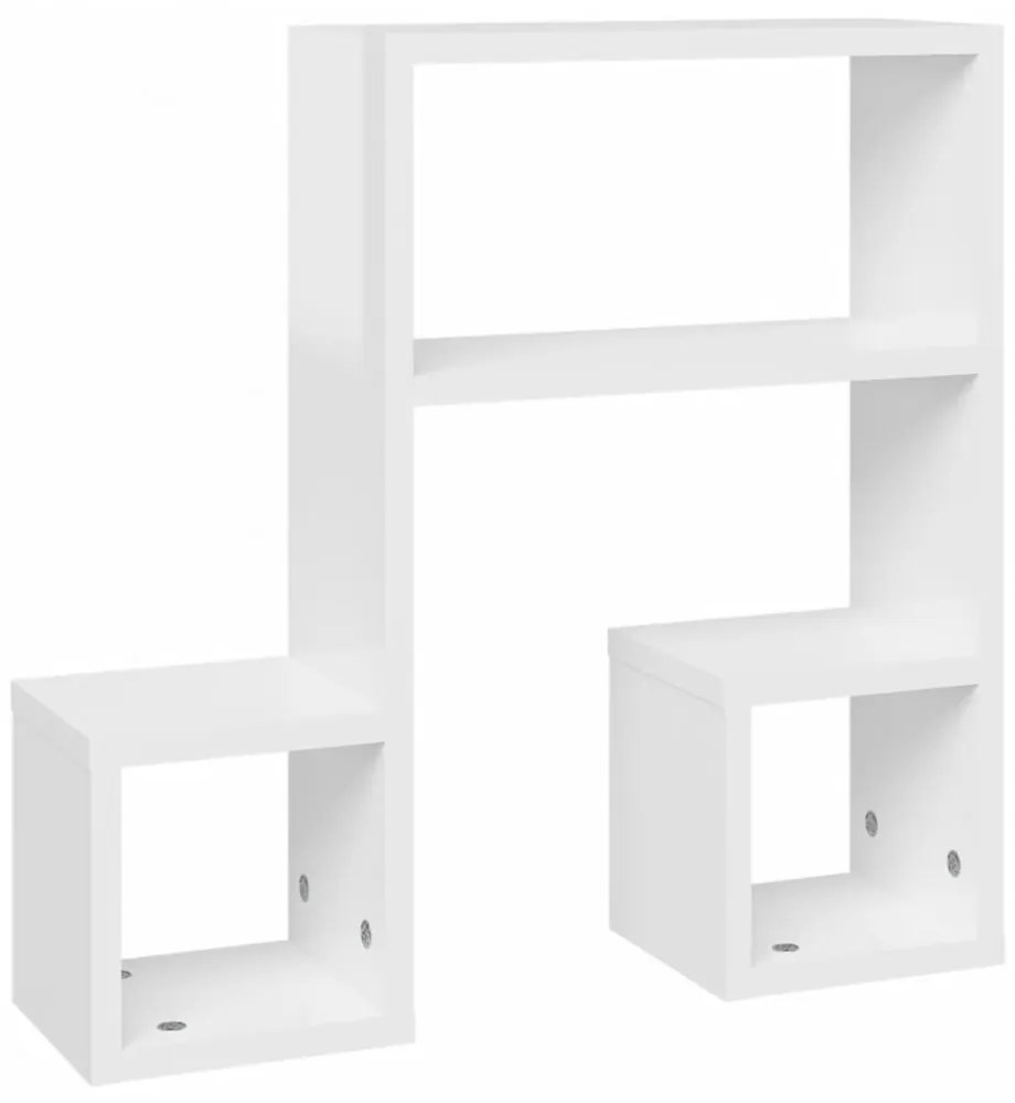 2 db magasfényű fehér szerelt fa fali polc 50 x 15 x 50 cm