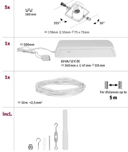 Paulmann 94432 - 5x GU5,3/10W MAC spotlámpa 230V fehér készlet