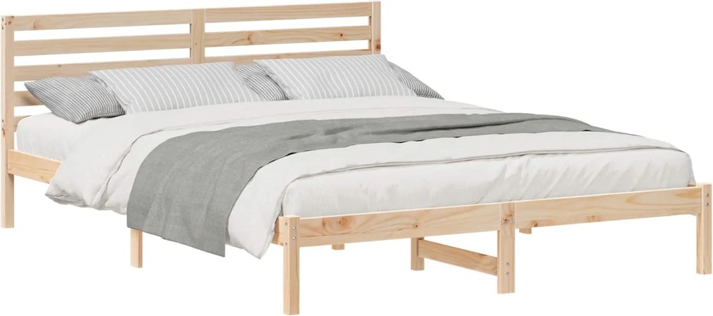 vidaXL Ágykeret fejtámlával Barna 160 x 210 cm Tömör fenyőfa