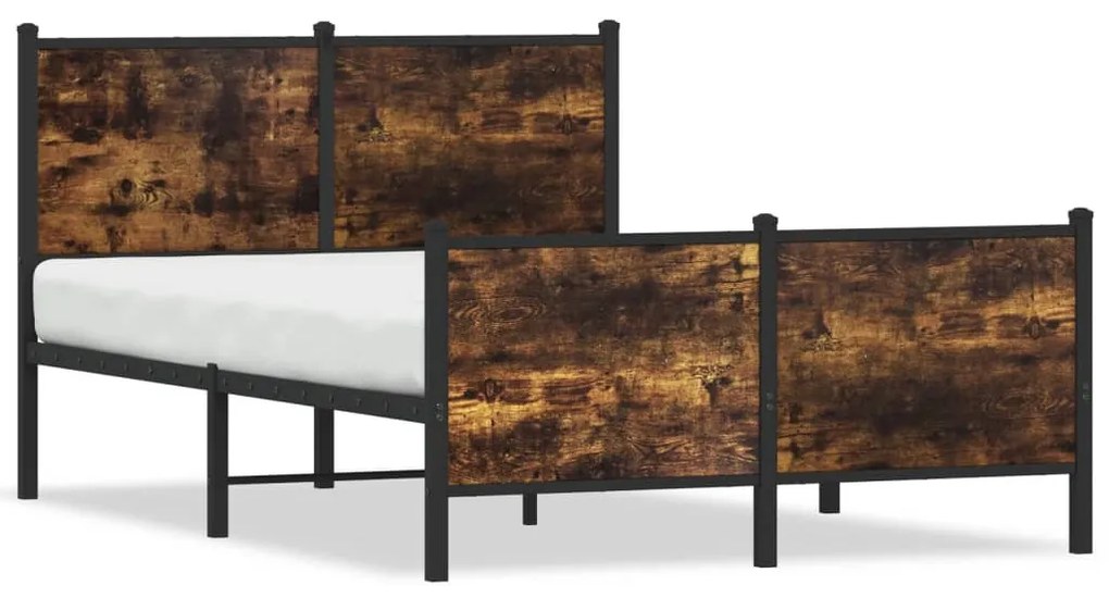 füstös tölgy színű fém ágykeret matrac nélkül 120 x 200 cm