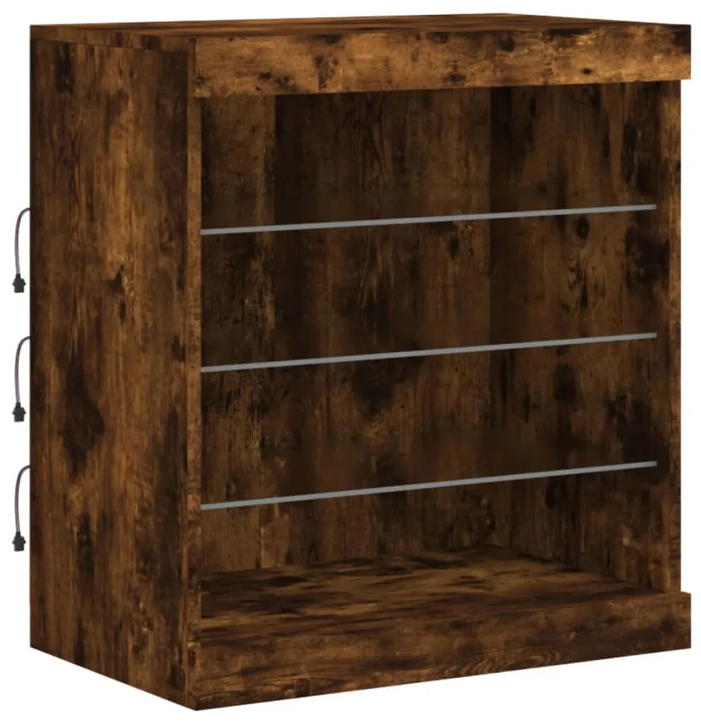 füstös tölgy színű tálalószekrény LED-ekkel 60,5 x 37 x 67 cm