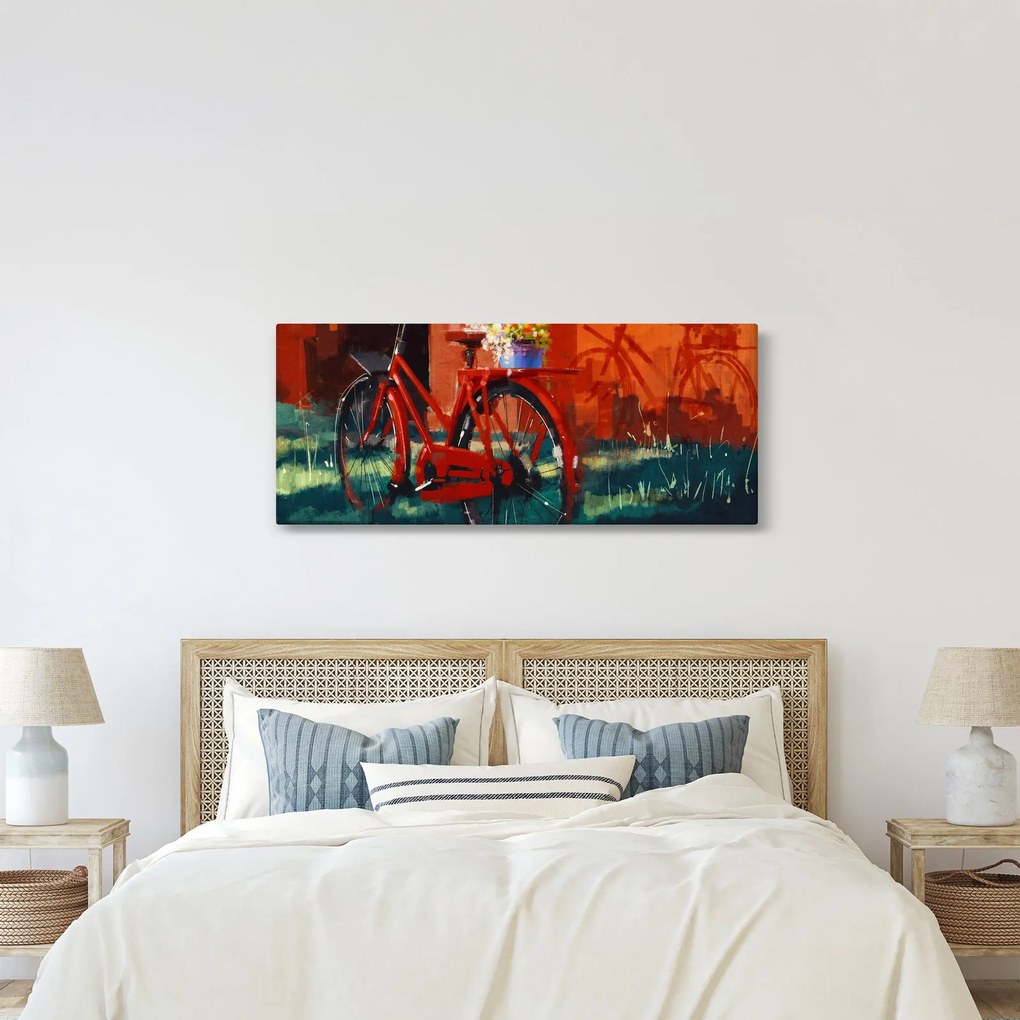 Piros kerék képe, akril festés (120x50 cm)