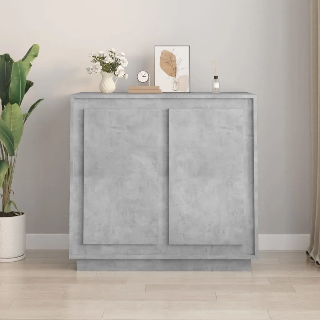 betonszürke szerelt fa tálalószekrény 80 x 34 x 75 cm