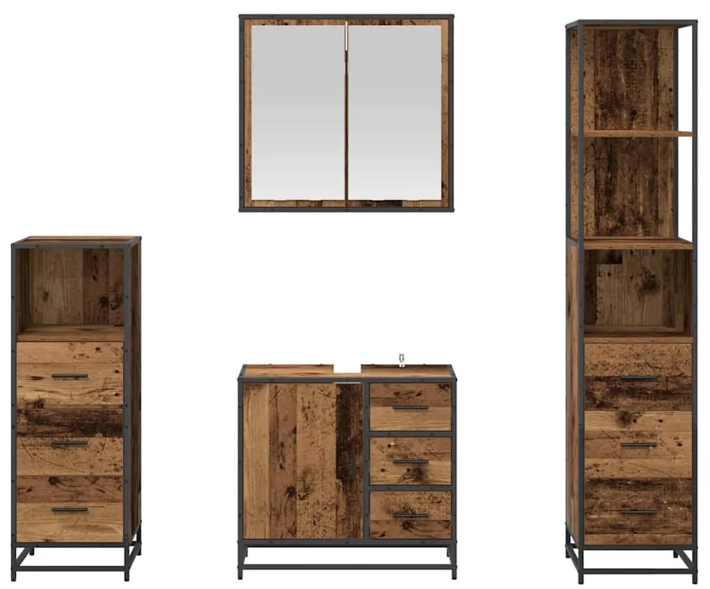 Fürdőszoba bútor szett 4 pcs Régi fa 65 x 33 x 60 cm Faanyag