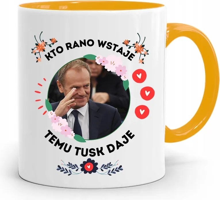 Donald Tusk Sárga Bögre Platform Ajándék fényképes nyomtatással