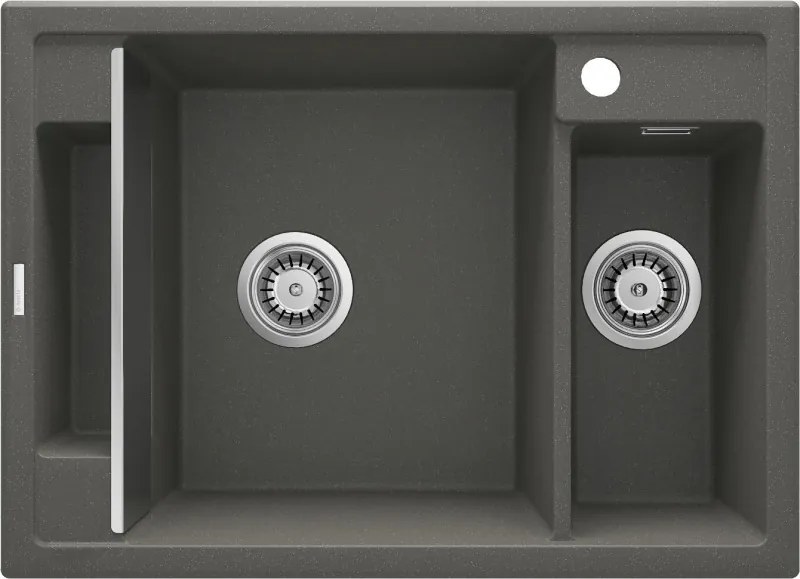 Magnetic gránit mosogató_1,5 medence, metál antracit