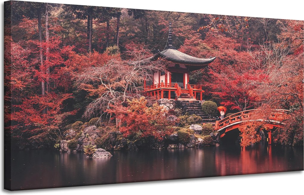 Vászonkép Fák Színes Japán Stílus Nyugalom 120x60 cm