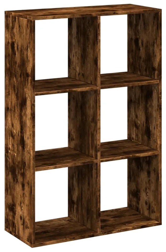 füstös tölgy szerelt fa elválasztó könyvespolc 69,5x29x103,5 cm