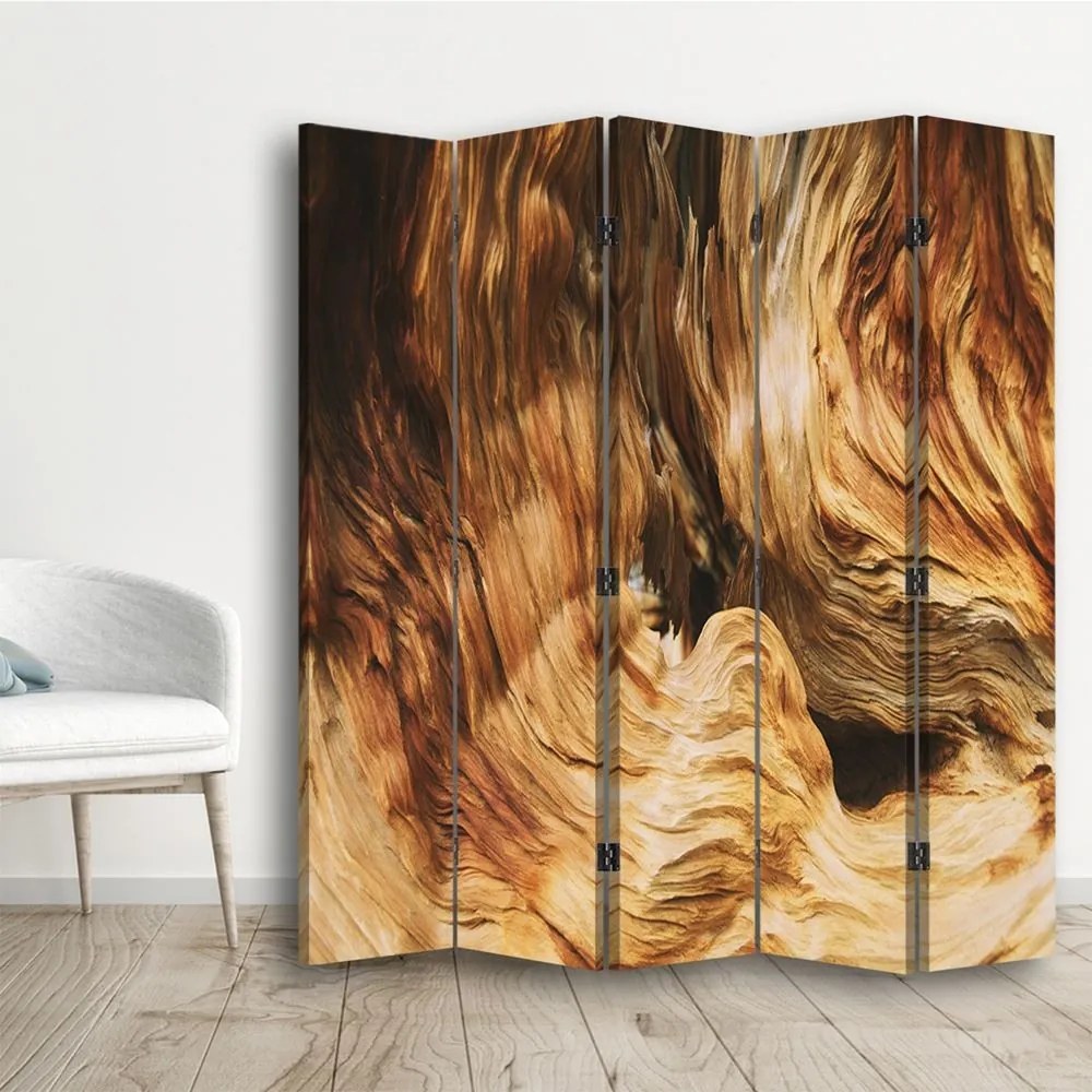 Gario Paraván Hullámos absztrakció fával Méret: 180 x 170 cm, Kivitelezés: Forgó paraván 360°