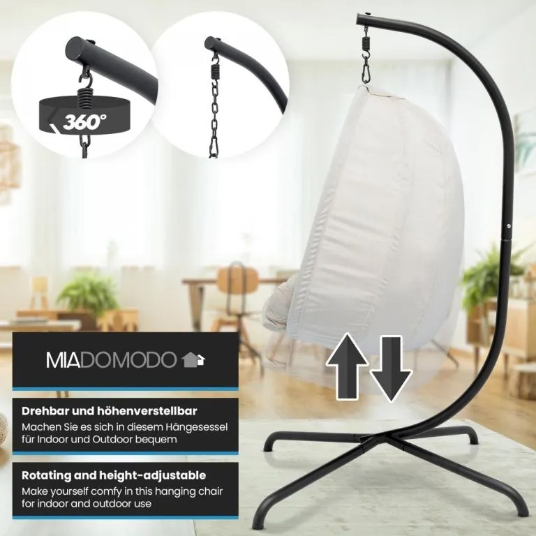 MIADOMODO Függő hintaszék 160 kg bézs