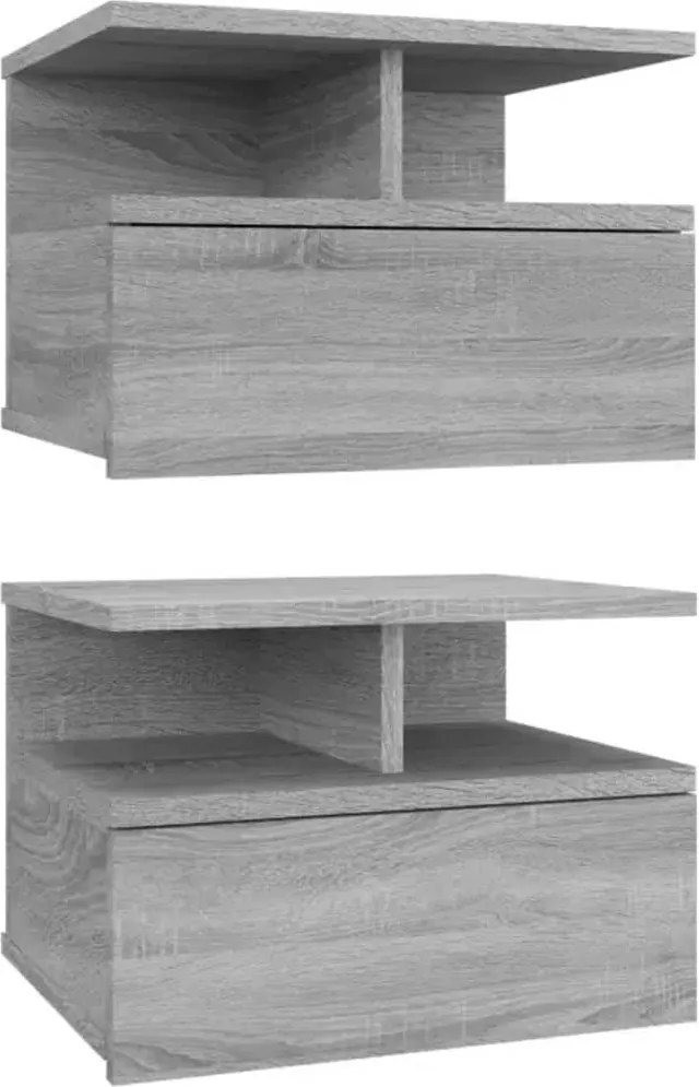 vidaXL 2 db szürke sonoma szerelt fa fali éjjeliszekrény 40x31x27 cm