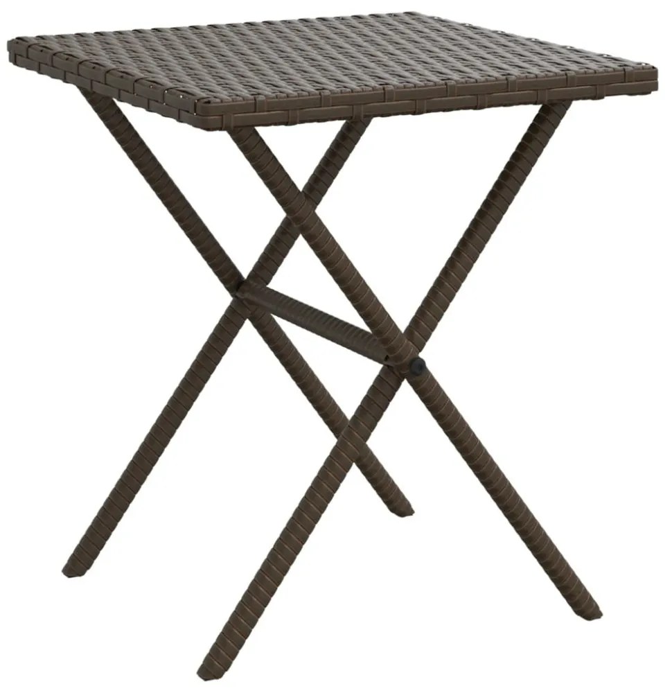 2 db barna polyrattan napozóágy asztallal