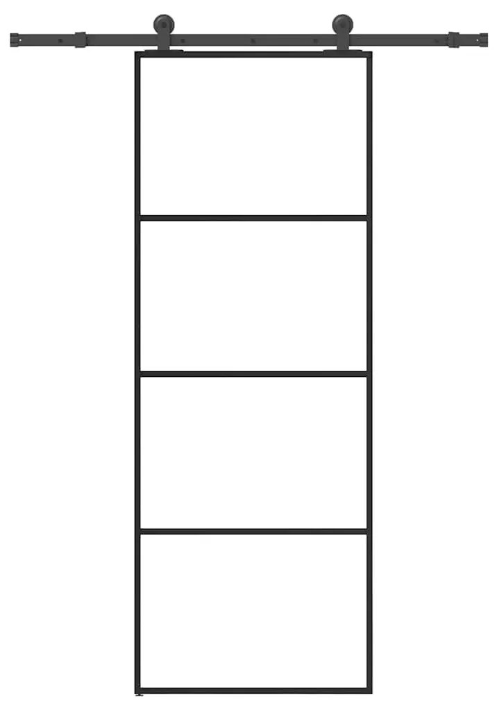 ESG üveg és alumínium tolóajtó fémszerelvény-szettel 76x205 cm