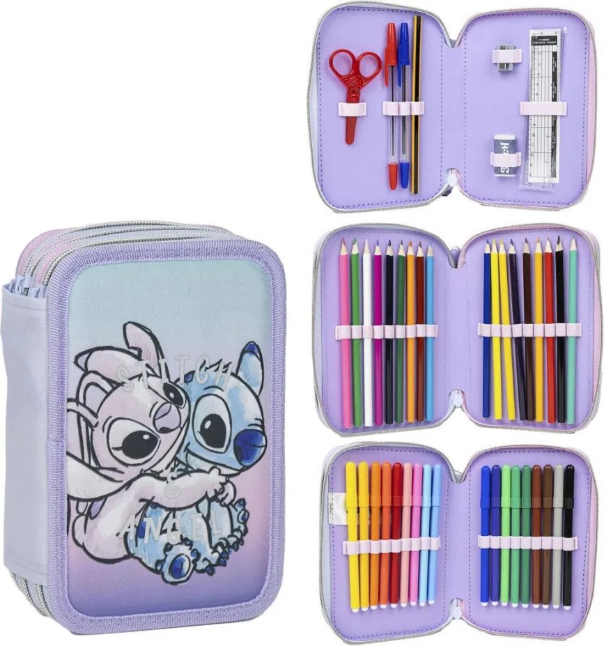 Disney Lilo és Stitch, A csillagkutya Angel tolltartó töltött 3 emeletes Giotto