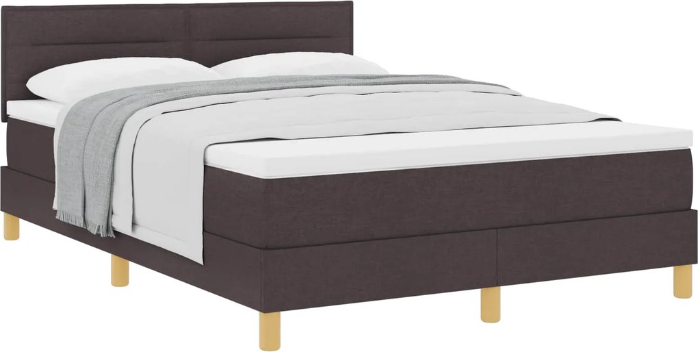 vidaXL Boxrugós ágy matracmal Sötét Barna 140 x 200 cm szövet