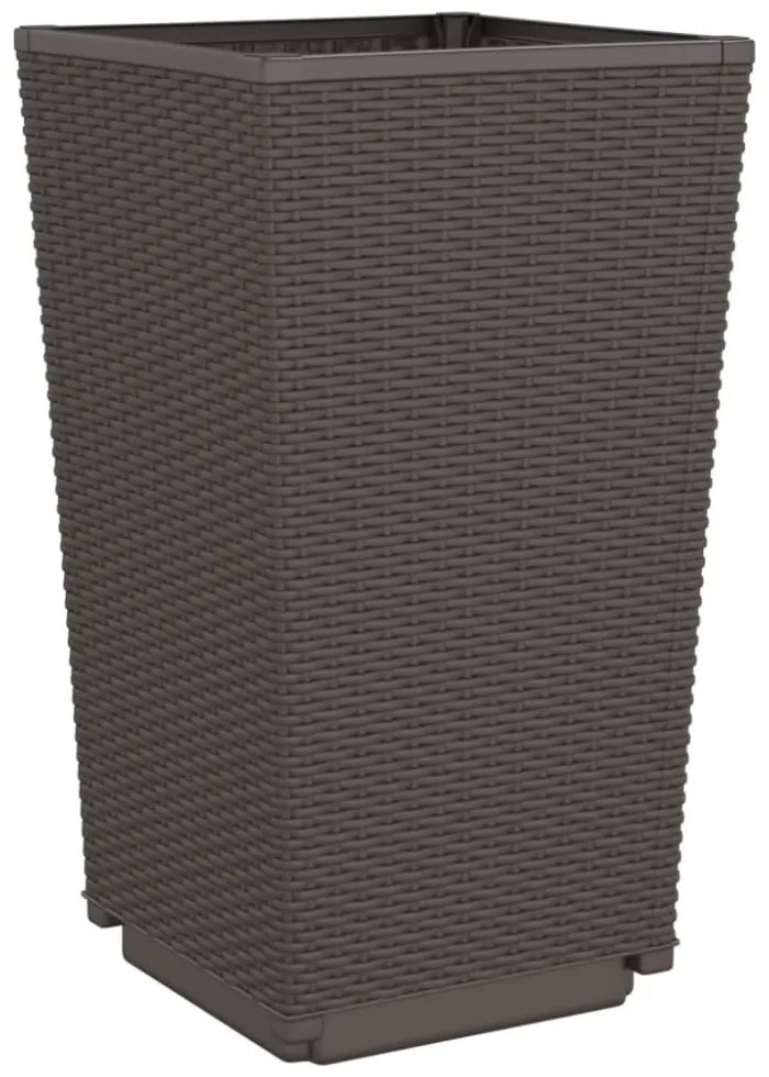 4 db barna polipropilén kerti ültetőláda 32,5 x 32,5 x 57 cm