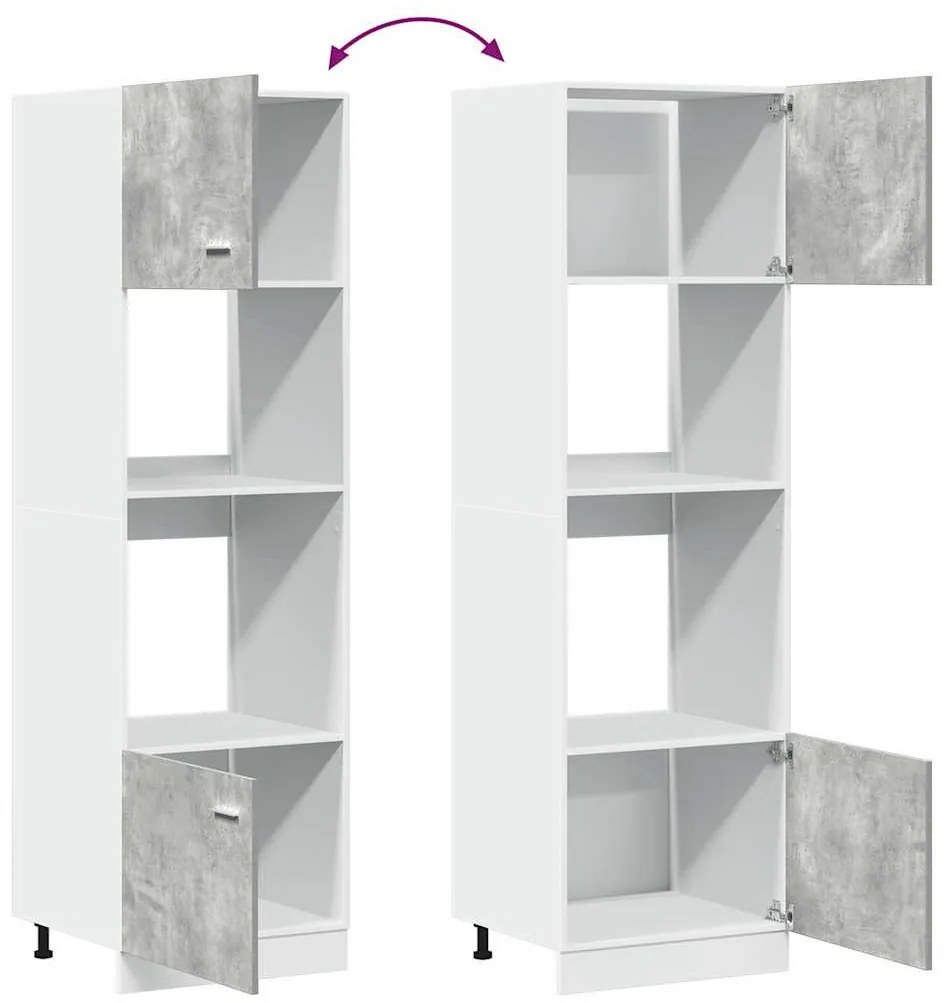 betonszürke forgácslap mikrohullámú sütő szekrény 60x57x207 cm