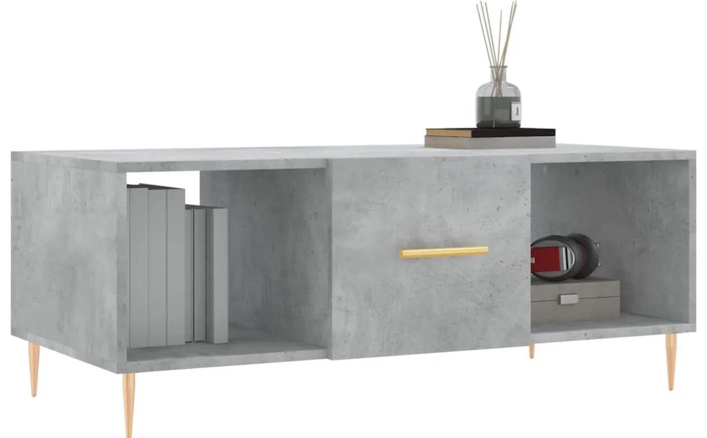 Betonszürke szerelt fa dohányzóasztal 102 x 50 x 40 cm