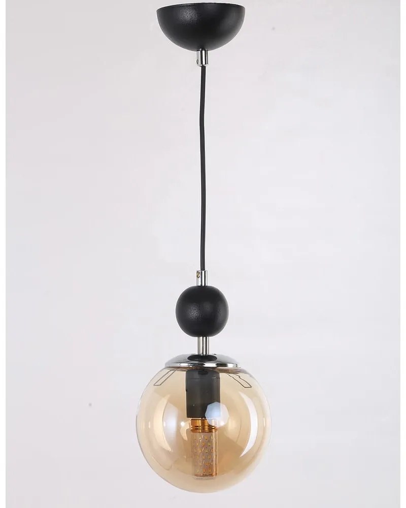 Okkersárga-fekete függőlámpa üveg búrával ø 15 cm Marble – Squid Lighting